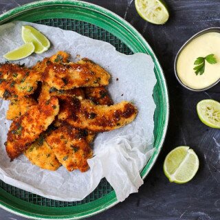 CRUMBED HERB CHICKEN WITH LIME AIOLI GLUTEN FREE